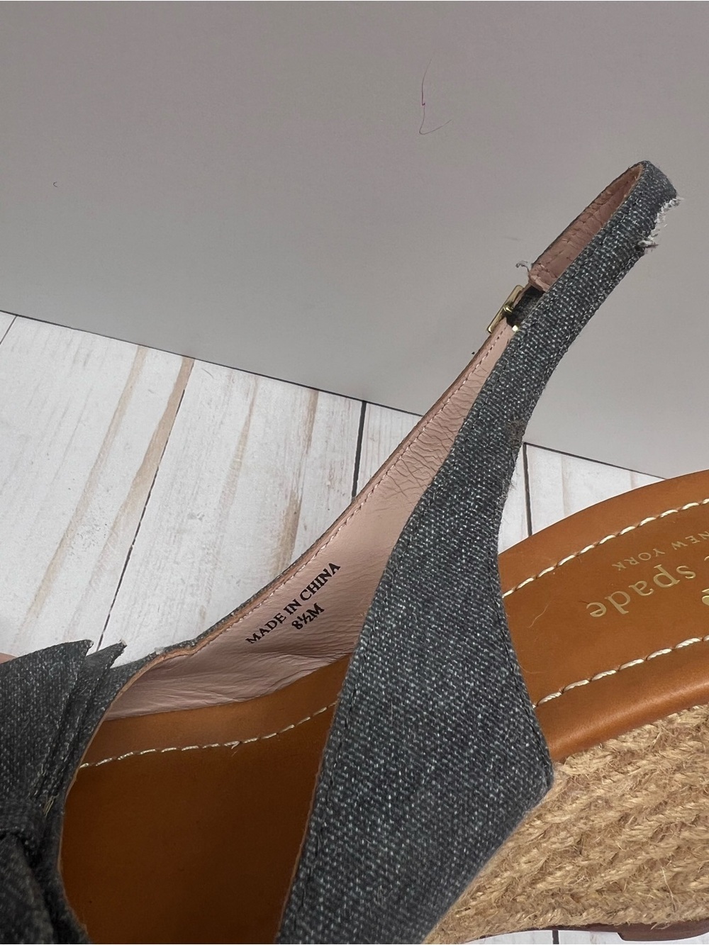 Kate Spade Jaden Chambray Wedge Sandals Bow Espadrille Size 8.5M - Picture 10 of 11
